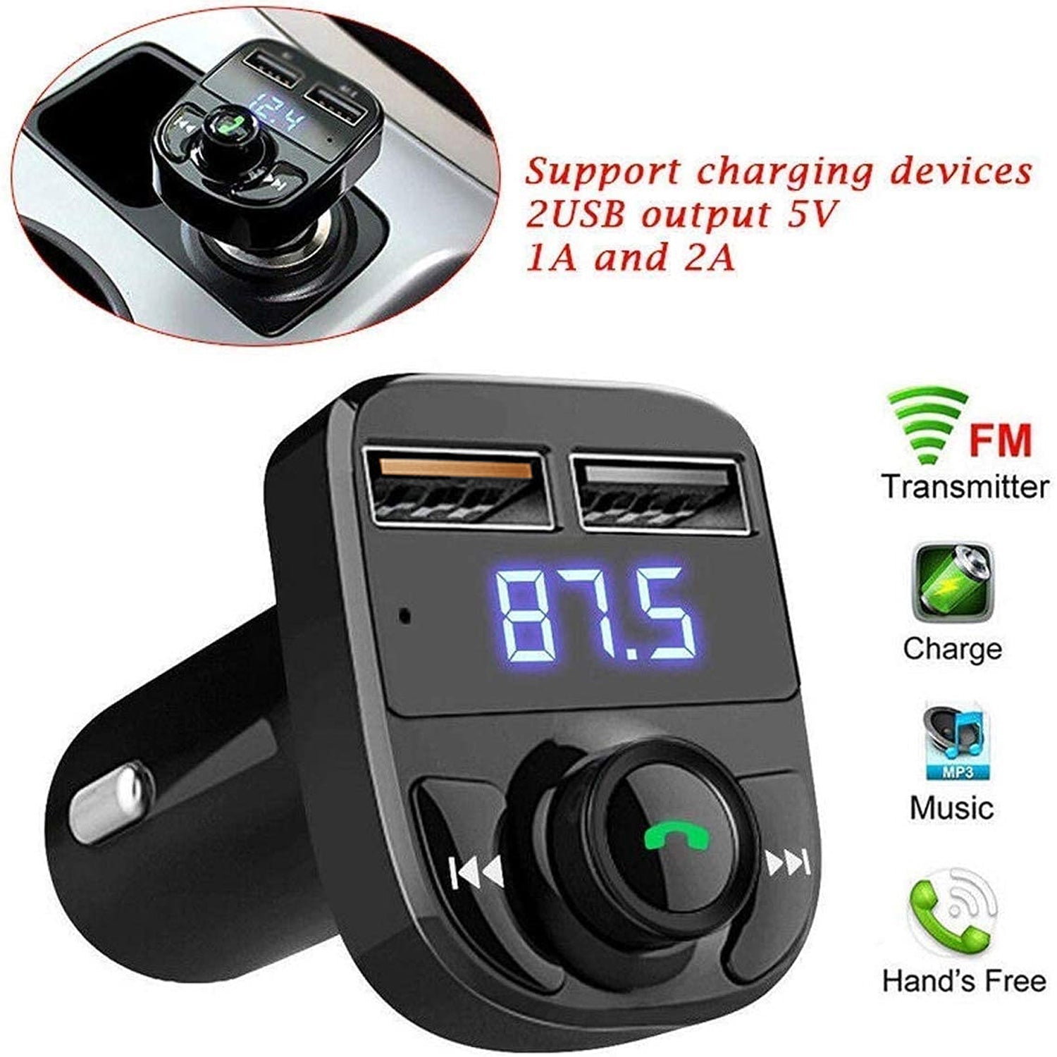 8533 CAR-X8 Bluetooth FM Transmitter Kit for Hands-Free Call Receiver / Music Player / Call Receiver / Fast Mobile Charger Ports for All Smartphones with 3.1A Quick Charge Dual USB Car Charger 8533 CAR-X8 Bluetooth FM Transmitter Kit for Hands-Free Call Receiver / Music Player / Call Receiver / Fast Mobile Charger Ports for All Smartphones with 3.1A Quick Charge Dual USB Car Charger